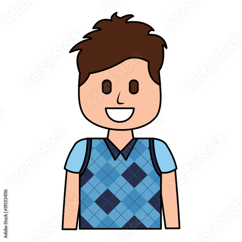cartoon smiling man portrait character vector illustration