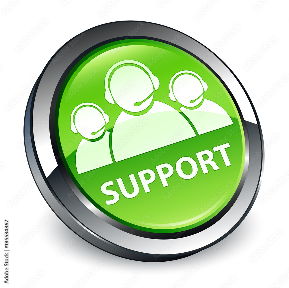 Support (customer care team icon) 3d green round button Support (customer care team icon) 3d green round button