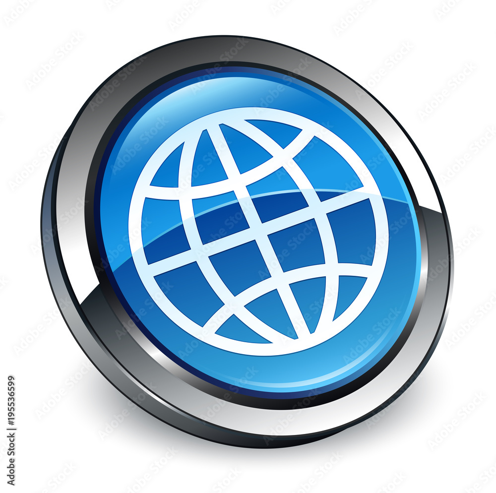World icon 3d blue round button World icon 3d blue round button