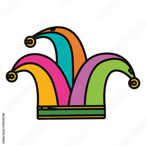 colorful harlequin hat over white background vector illustration