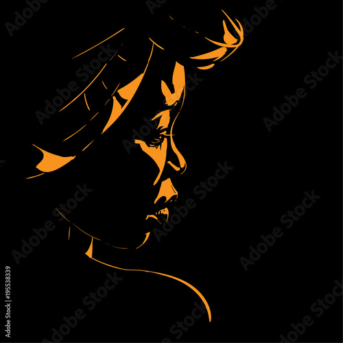 African woman portrait silhouette in backlight