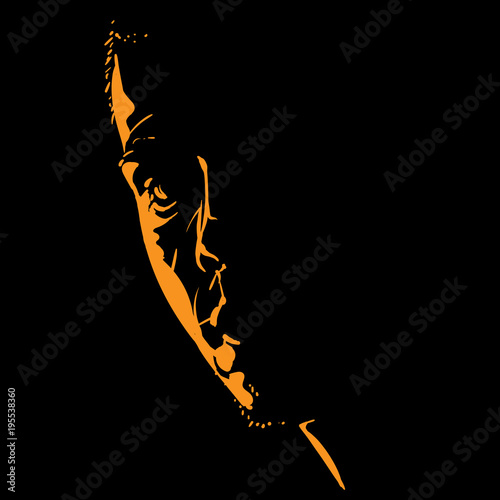 Young Mexican Man portrait silhouette in backlight