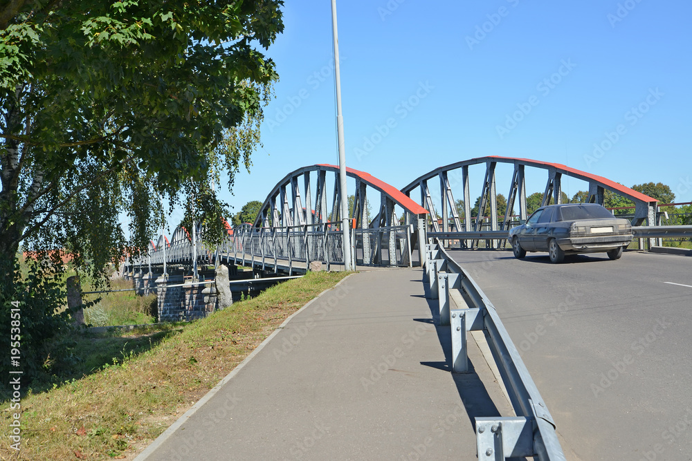  Car traffic on the seven-arch bridge. Znamensk, Kaliningrad region