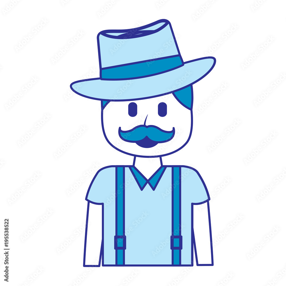 cartoon smiling man portrait character vector illustration blue image