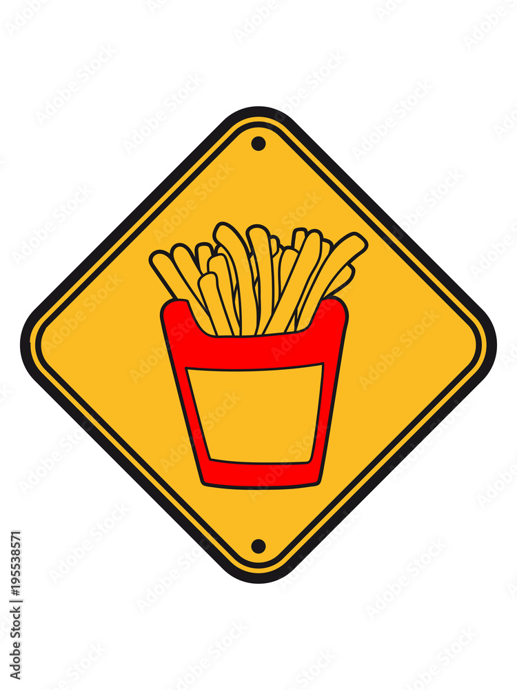 schild warnung gefahr danger warnung achtung pommes frites fast food lecker  essen hunger snack Stock Illustration | Adobe Stock