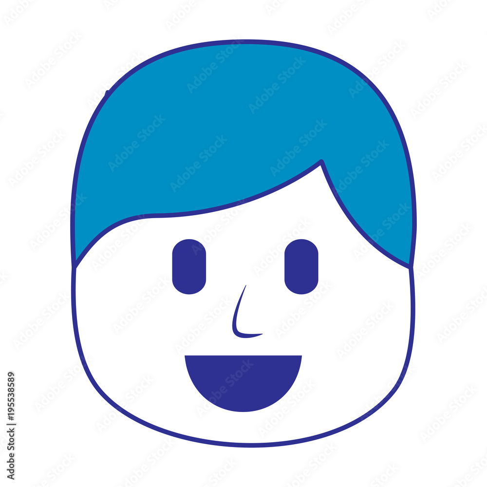 character man face laughing expression vector illustration blue image