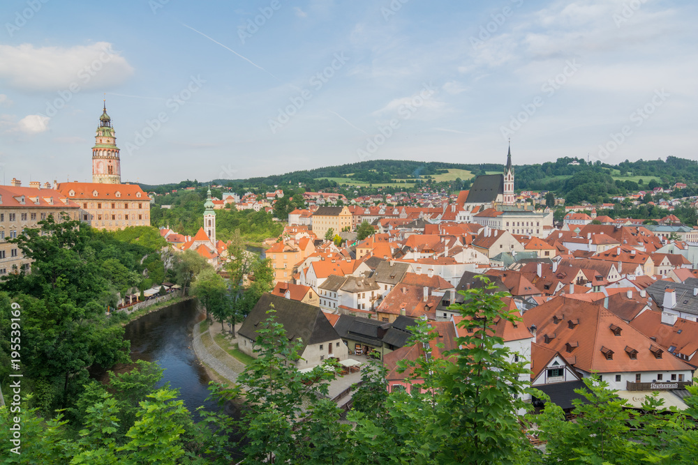 Cesky Krumlov from above - castle tower and latran 