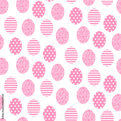 Easter pink and white cute egg seamless pattern.