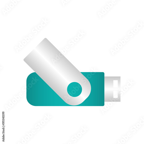 Teal USB over white background vector illustration