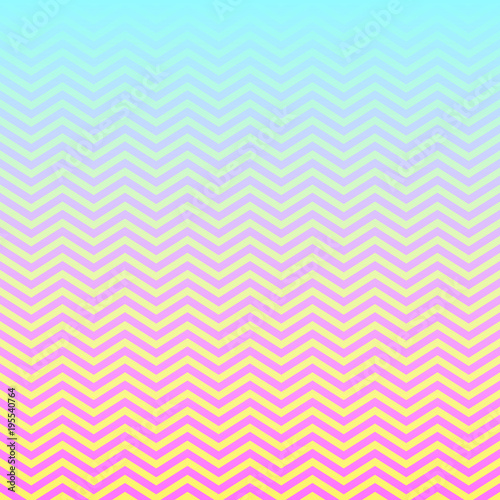 Pink Aqua Yellow Ombre Chevron Vector Pattern. Magical Neon Colored Background. Gradient Fade Texture. Zigzag Stripes Blending into Solid Color. Horizontally Seamless Pattern Tile Swatch Included.