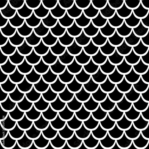 Black texture of fish scales. Seamless vector pattern. Nice for wallpaper, banner, fabric, paper, scrapbook, backdrop.