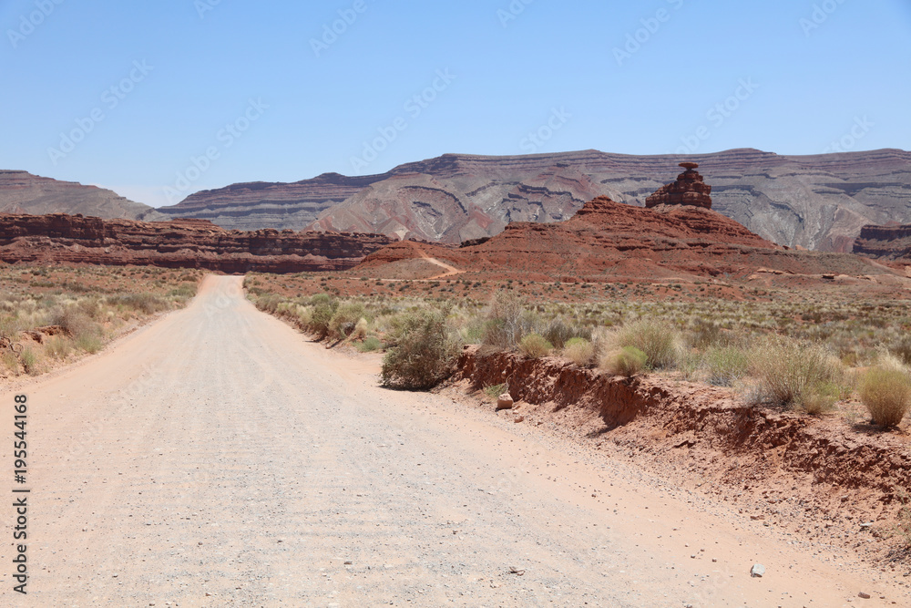 Road to Mexican Hat Rock in San Juan County. Utah. USA
