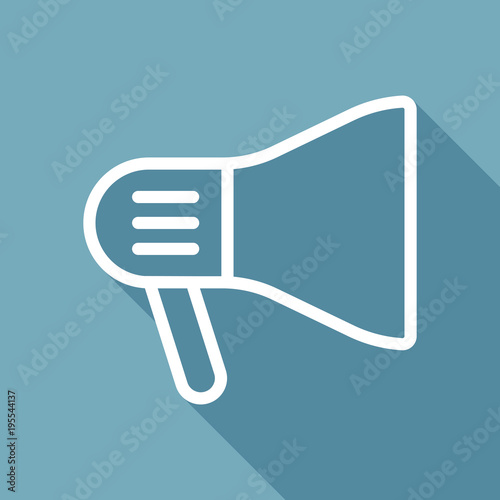 mouthpiece icon. White flat icon with long shadow on background