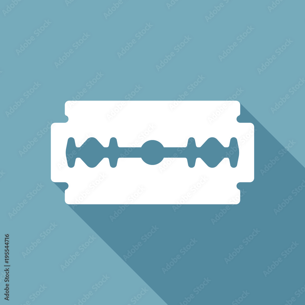 blade. simple silhouette. White flat icon with long shadow on background blade. simple silhouette. White flat icon with long shadow on background