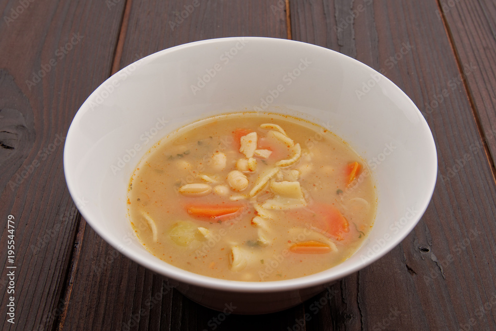 Bean soup with noodles on a background Bean soup with noodles on a background