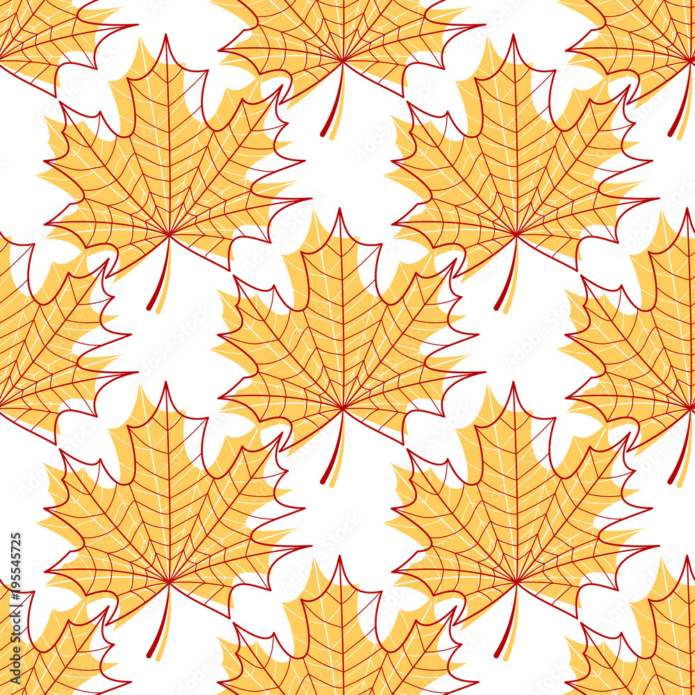 Obraz premium Seamless vector texture from beautiful graceful maple leaves. Autumn leaf fall