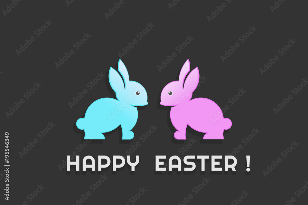 Fototapeta premium Happy easter bunnies couple vector
