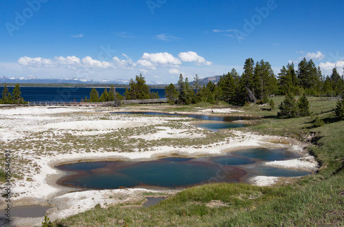 West Thumb Geyser Basin and West Thumb Lake in Yellowstone National Park, Wyoming