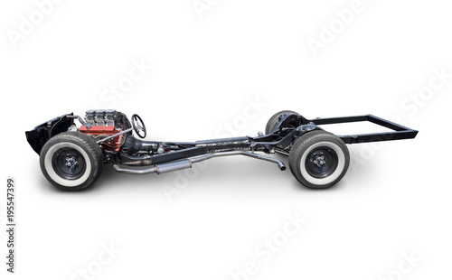 Vehicle Chassis with Engine - Side View