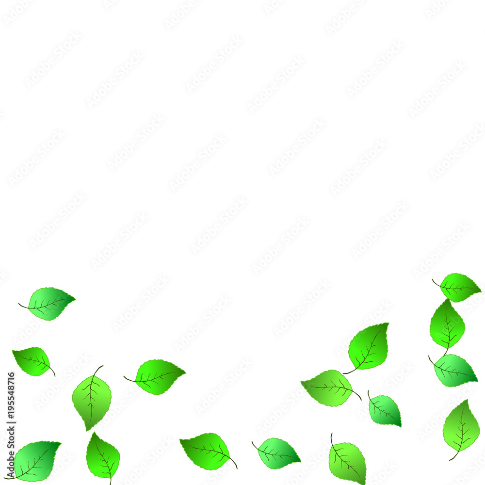 Cute  Pattern with Leaves for Greeting Card or Poster. Vector Background for Spring or Summer Design.