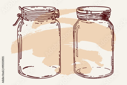 Vintage hand drawn jars