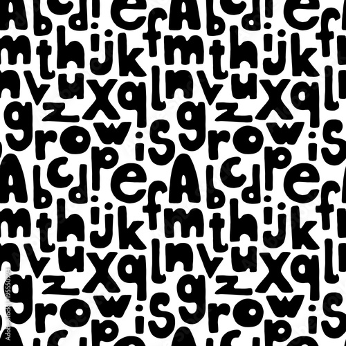 Hand drawn letters seamless pattern