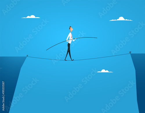 Businessman balances walking