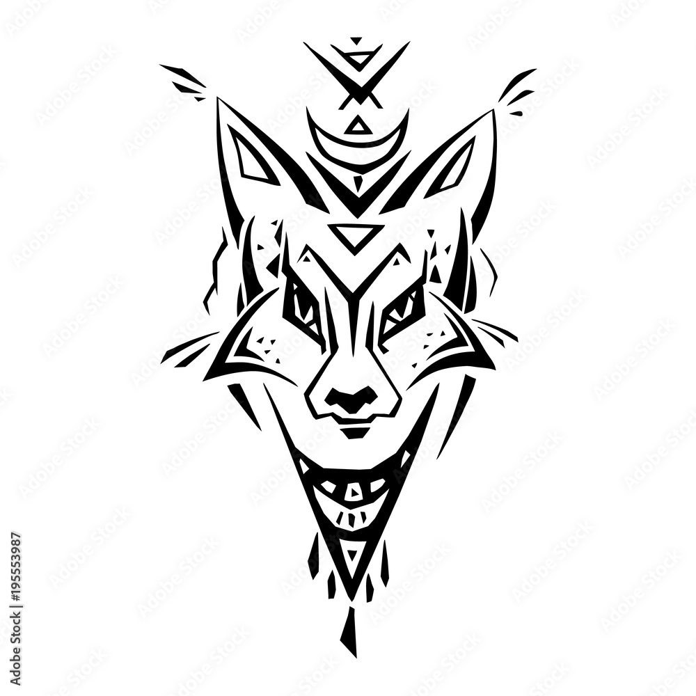 Tribal pattern Fox. Polynesian tattoo style. Vector illustration Tribal pattern Fox. Polynesian tattoo style. Vector illustration