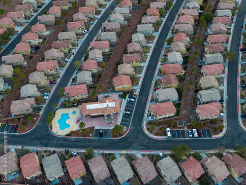 Aerial view of suburban houses at Nevada desert