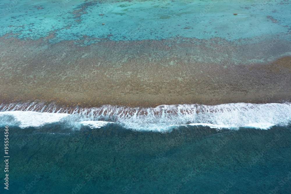 Fototapeta premium Aerial landscape view of Rarotonga coral atoll in the Cook Islands