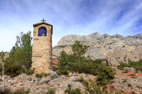 Oratory in front of mount Sainte Victoire in the South of France.