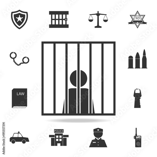 jail criminal human hands bars prisioner person man icon. Detailed set of police element icons. Premium quality graphic design. One of the collection icons for websites, web design