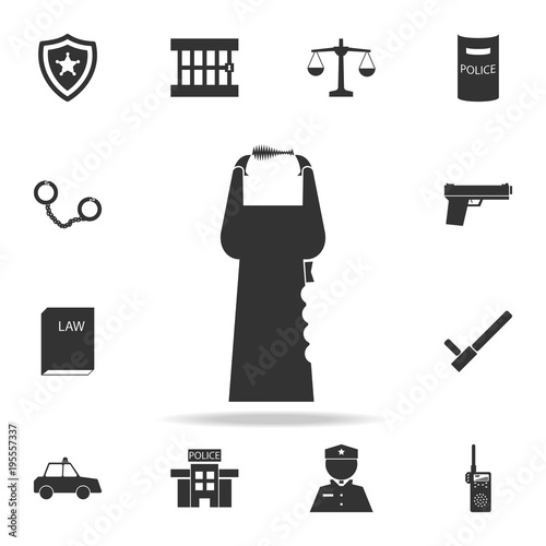 Stun gun icon. Detailed set of police element icons. Premium quality graphic design. One of the collection icons for websites, web design, mobile app