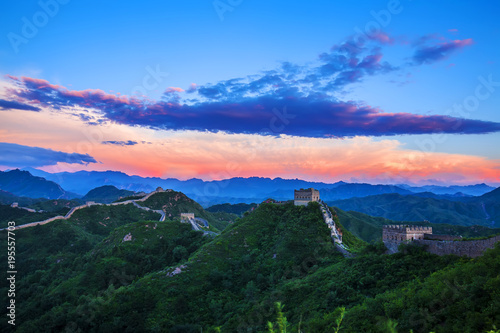The Great Wall in the evening, a beautiful sunset