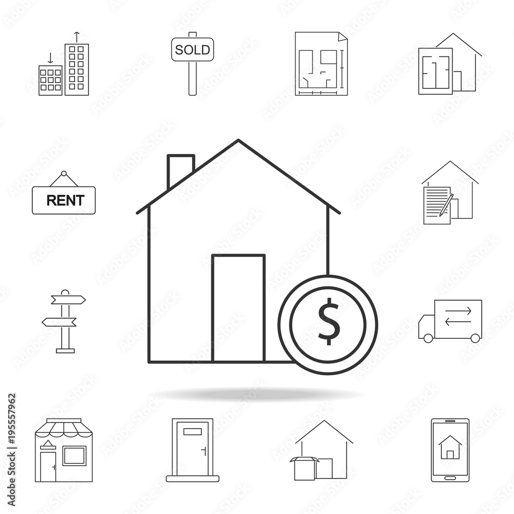 Investment property - Real estate. Set of sale real estate element icons. Premium quality graphic design. Signs, outline symbols collection icon for websites, web design, mobile