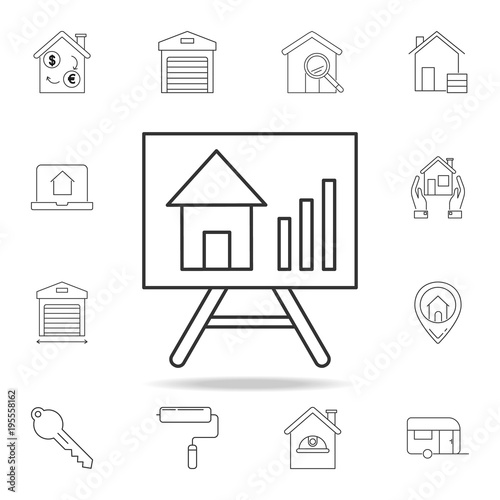 Growth of real estate prices vector icon. Set of sale real estate element icons. Premium quality graphic design. Signs, outline symbols collection icon for websites, web design