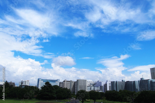 夏の空とビル/昭和記念公園からの眺め