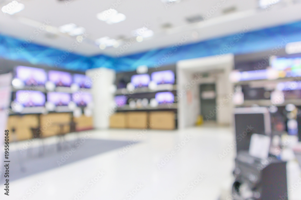eletronic department store show Television TV and home appliance with bokeh light blurred background