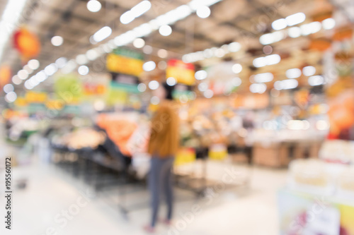 Wallpaper Mural Abstract supermarket grocery store blurred defocused background with bokeh light Torontodigital.ca