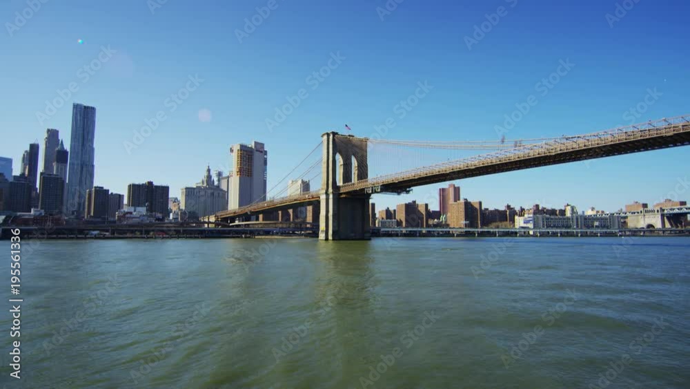 View of the Brooklyn Bridge in New York City View of the Brooklyn Bridge in New York City