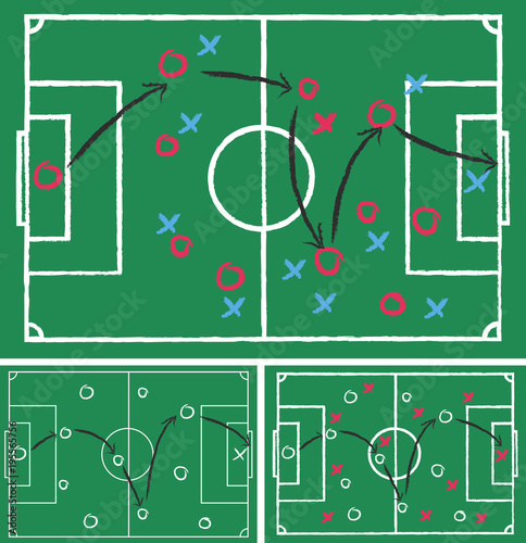 Game plans for football on green paper