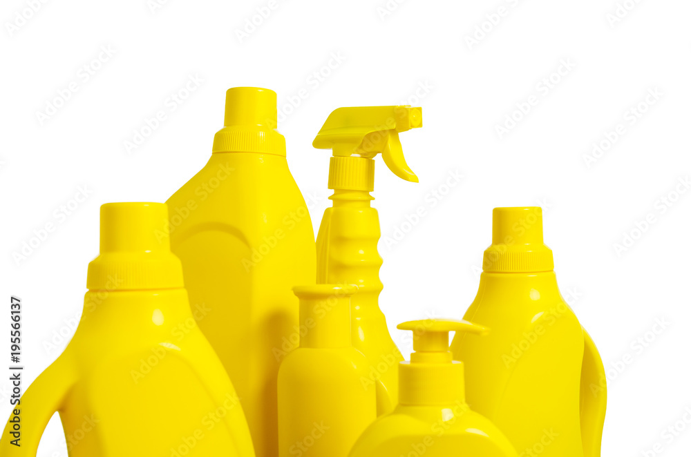 A cleaning kit with tools and products at home. Day of cleanliness.