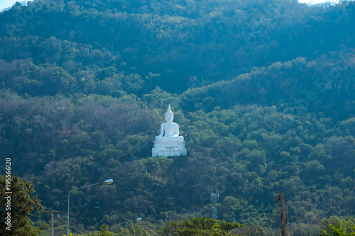 Luang Por Khao or white big Buddha on Si Siat Mountain,Wat Theppitak Punnaram,Phaya Yen,Pakchong district,Nakhon Ratchasima,northeastern Thailand.The statue was named Buddha Sakkol Sima Mongkol.