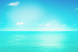 Soft focus blue sky and sea  fresh ,peaceful  summer nature  background