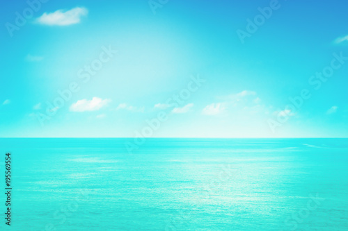Soft focus blue sky and sea fresh ,peaceful summer nature background