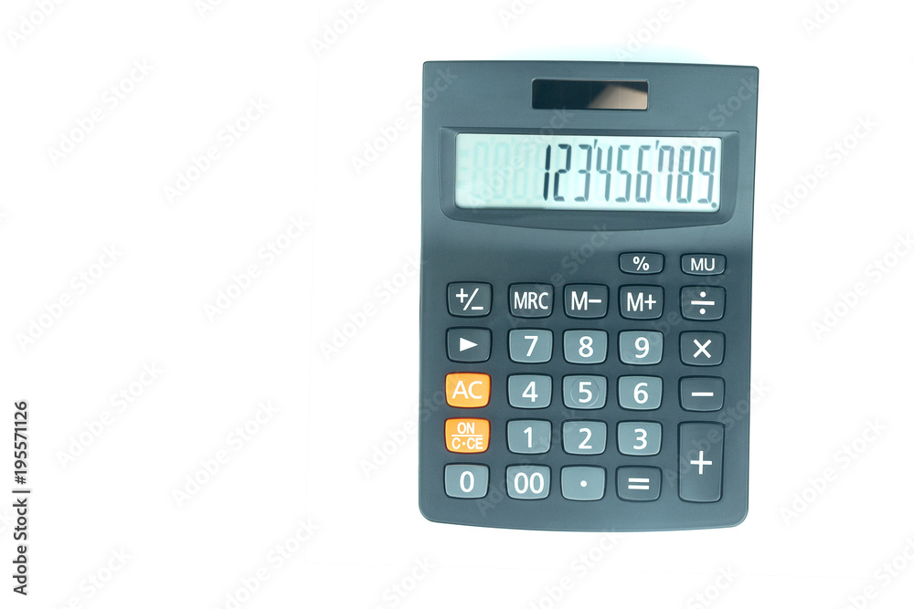Black calculator isolated on white background Black calculator isolated on white background