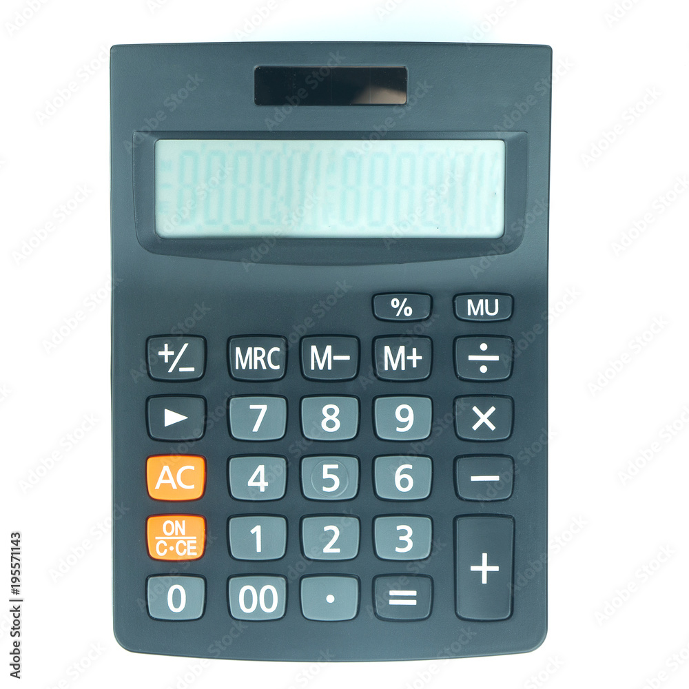 Black calculator isolated on white background with clipping path. Stock  Photo | Adobe Stock