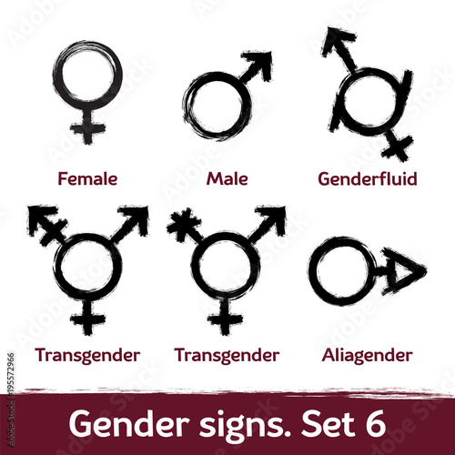 Gender signs drawn with brush. LGBT icons for sex diversity and equality of human rights