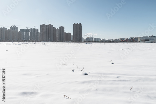 Cityscape after snow
