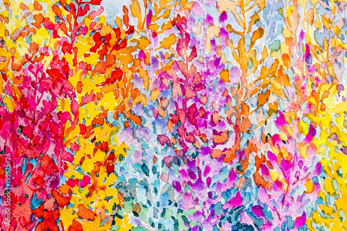 Obraz na płótnie Akwarela oryginalnego obrazu kolorowa wiązka wisteria i abstrakta kwiaty